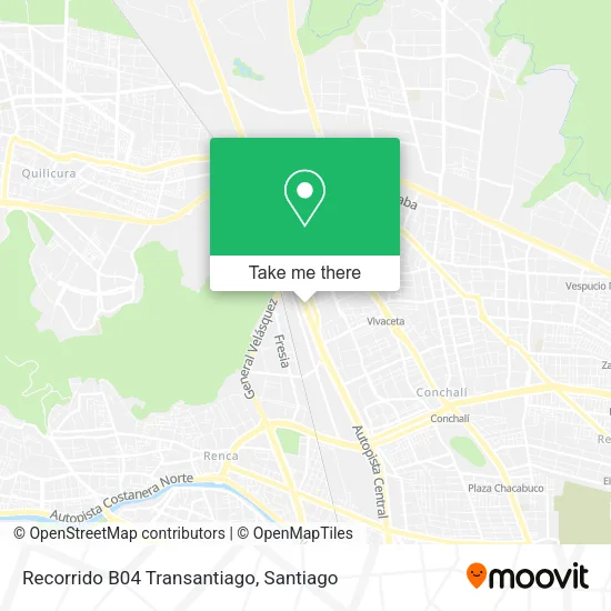 Recorrido B04 Transantiago map