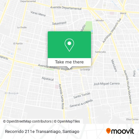 Recorrido 211e Transantiago map