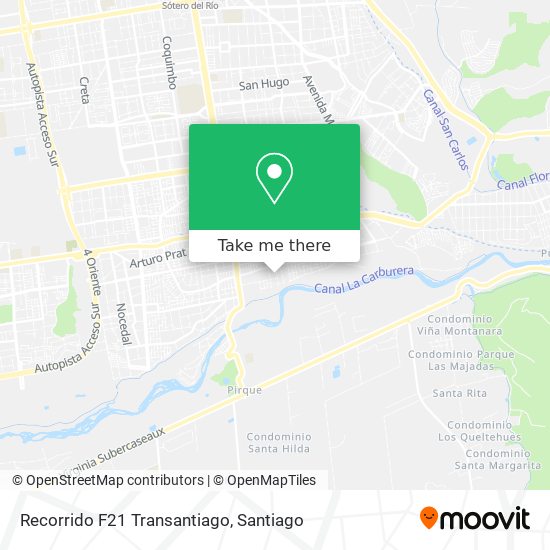 Recorrido F21 Transantiago map