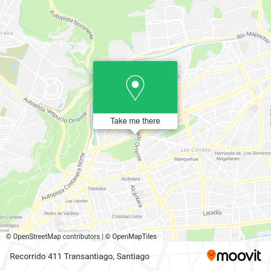 Recorrido 411 Transantiago map
