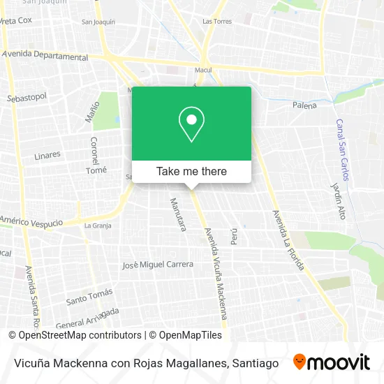 Vicuña Mackenna con Rojas Magallanes map