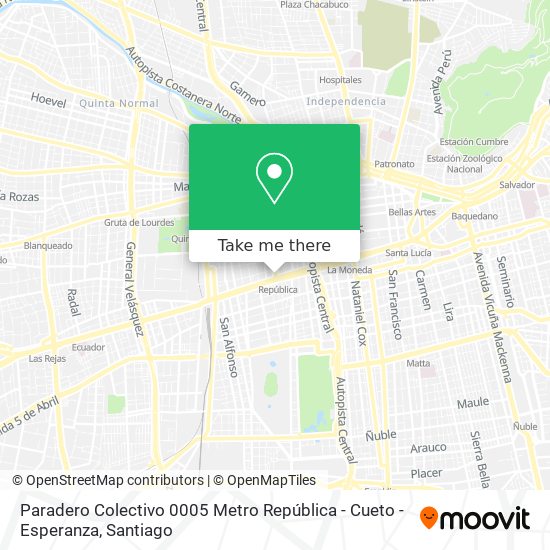 Paradero Colectivo 0005 Metro República - Cueto - Esperanza map