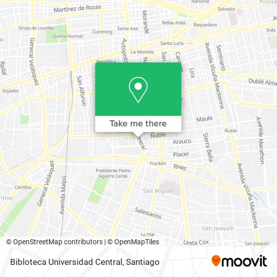 Bibloteca Universidad Central map