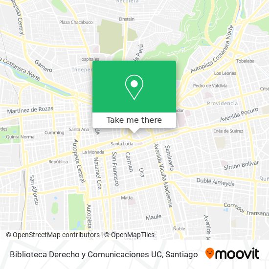 Biblioteca Derecho y Comunicaciones UC map