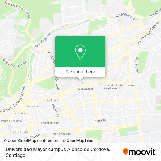 Universidad Mayor campus Alonso de Cordova map