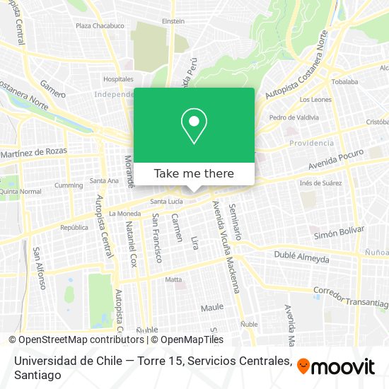 Universidad de Chile — Torre 15, Servicios Centrales map