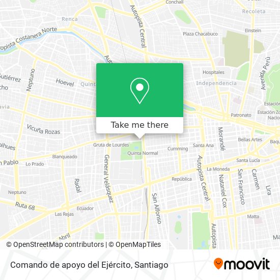 Mapa de Comando de apoyo del Ejército