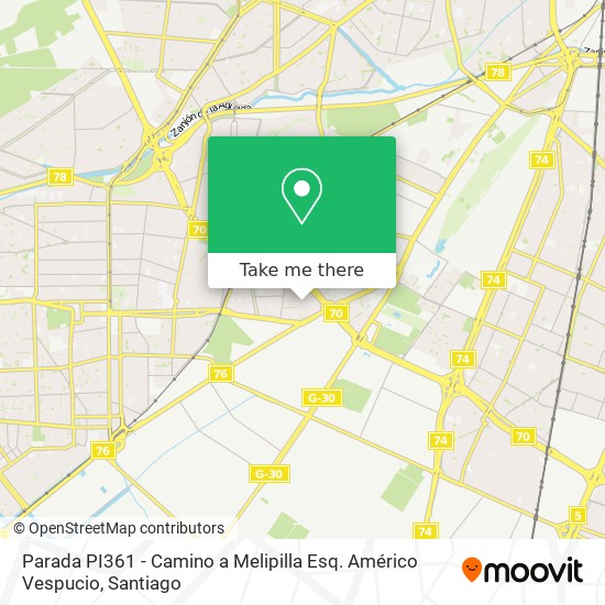 Mapa de Parada PI361 - Camino a Melipilla Esq. Américo Vespucio