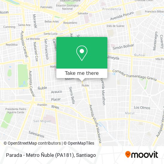 Parada - Metro Ñuble (PA181) map