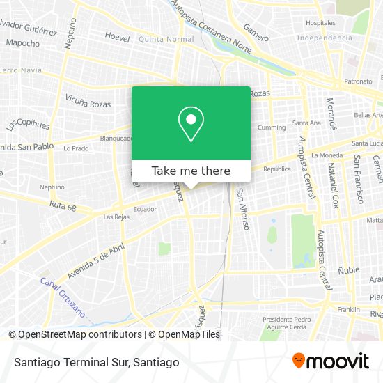 Santiago Terminal Sur map