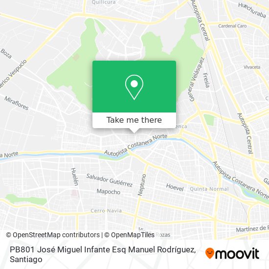 PB801 José Miguel Infante Esq Manuel Rodríguez map