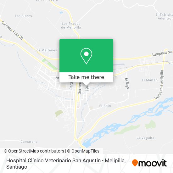 Mapa de Hospital Clínico Veterinario San Agustin - Melipilla