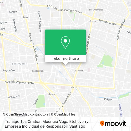 Transportes Cristian Mauricio Vega Etcheverry Empresa Individual de Responsabil map