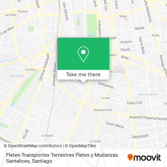 Mapa de Fletes-Transportes Terrestres Fletes y Mudanzas Santelices