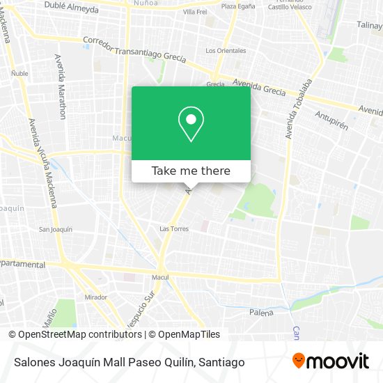 Salones Joaquín Mall Paseo Quilín map