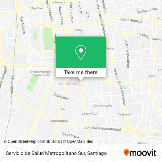 Servicio de Salud Metropolitano Sur map