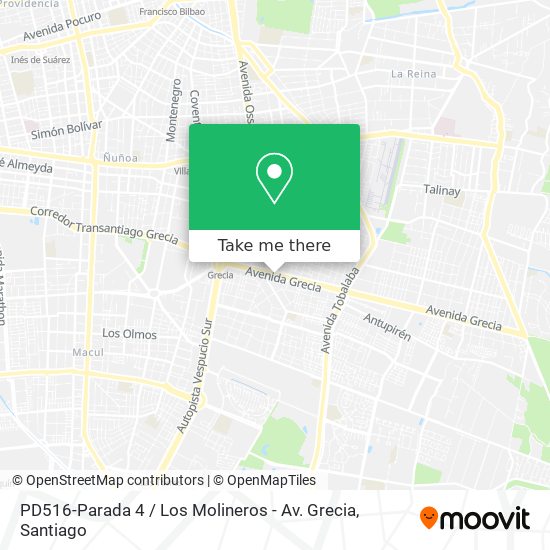 Mapa de PD516-Parada 4 / Los Molineros - Av. Grecia