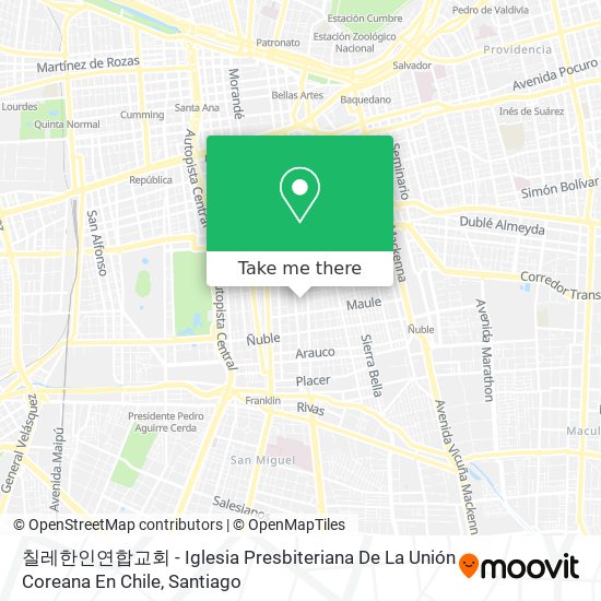 칠레한인연합교회 - Iglesia Presbiteriana De La Unión Coreana En Chile map