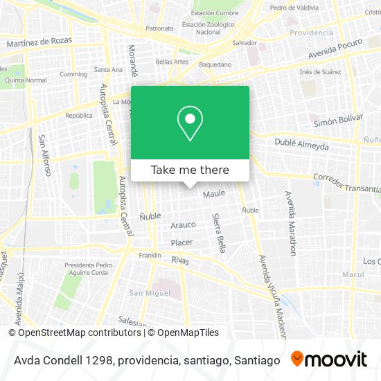 Mapa de Avda Condell 1298, providencia, santiago