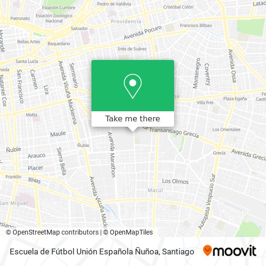 Escuela de Fútbol Unión Española Ñuñoa map
