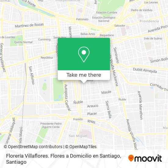 Florería Villaflores. Flores a Domicilio en Santiago map