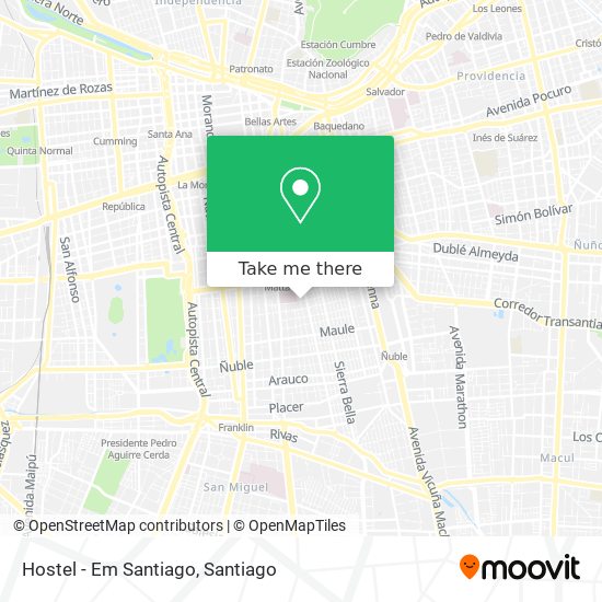 Mapa de Hostel - Em Santiago