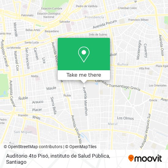 Auditorio 4to Pisó, instituto de Salud Pública map