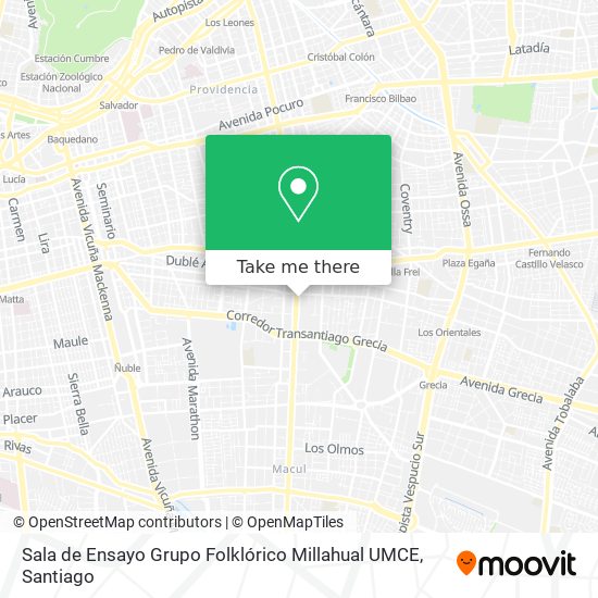 Sala de Ensayo Grupo Folklórico Millahual UMCE map