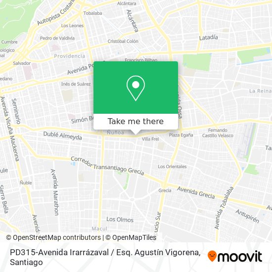 PD315-Avenida Irarrázaval / Esq. Agustín Vigorena map