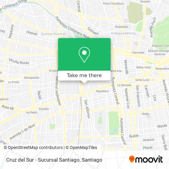 Mapa de Cruz del Sur - Sucursal Santiago