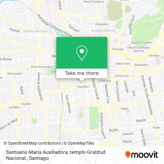 Mapa de Santuario María Auxiliadora, templo Gratitud Nacional.