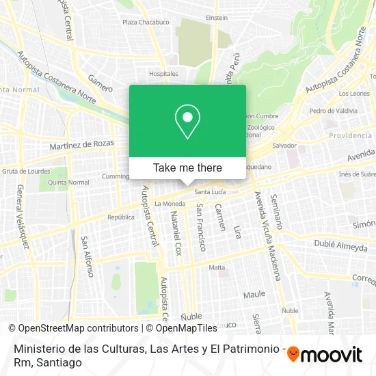 Ministerio de las Culturas, Las Artes y El Patrimonio - Rm map