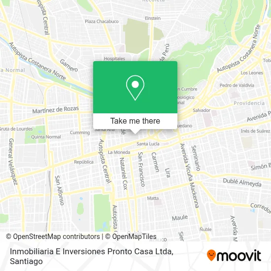 Inmobiliaria E Inversiones Pronto Casa Ltda map