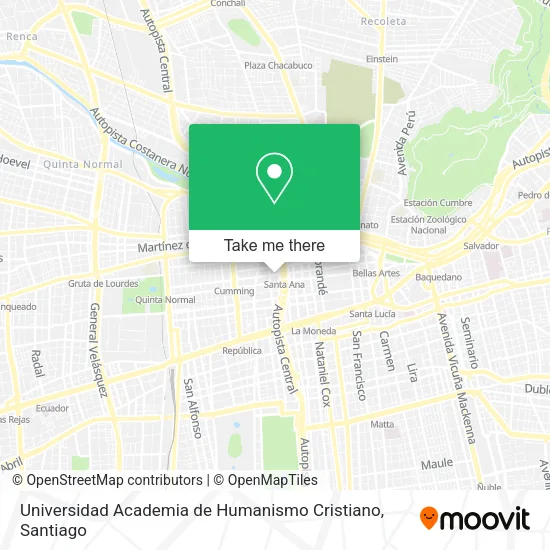 Universidad Academia de Humanismo Cristiano map