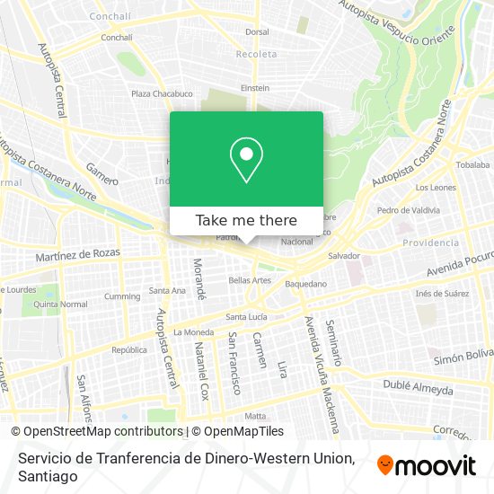 Mapa de Servicio de Tranferencia de Dinero-Western Union