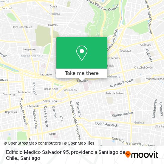 Mapa de Edificio Medico Salvador 95, providencia Santiago de Chile.