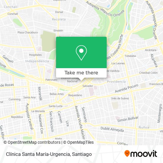 Mapa de Clínica Santa María-Urgencia