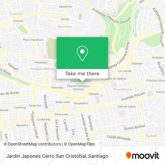 Jardín Japonés Cerro San Cristóbal map