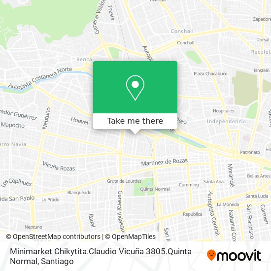 Minimarket Chikytita.Claudio Vicuña 3805.Quinta Normal map