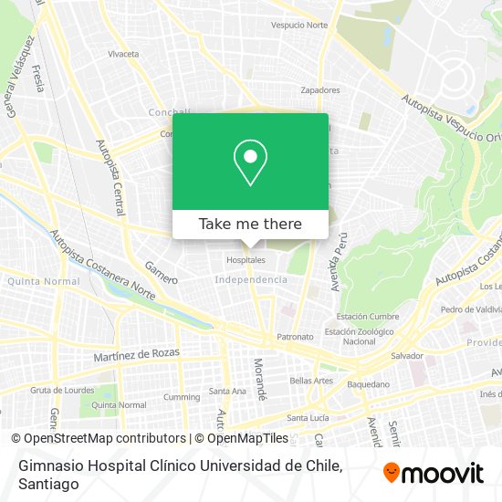 Gimnasio Hospital Clínico Universidad de Chile map