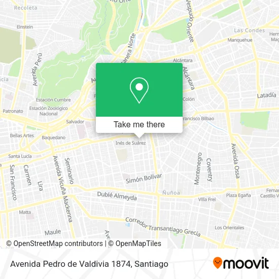 Mapa de Avenida Pedro de Valdivia 1874