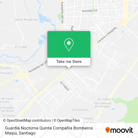 Mapa de Guardia Nocturna Quinta Compañía Bomberos Maipú