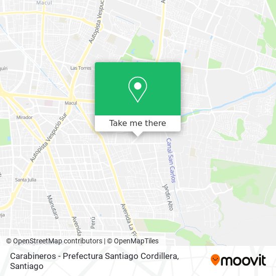 Carabineros - Prefectura Santiago Cordillera map