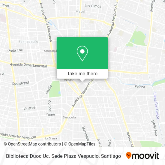 Mapa de Biblioteca Duoc Uc. Sede Plaza Vespucio