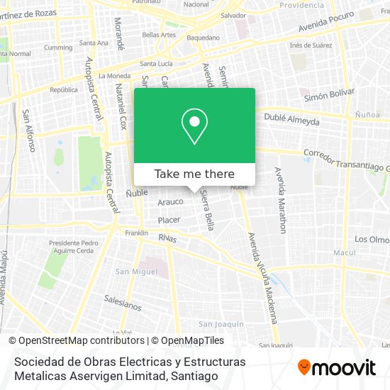 Sociedad de Obras Electricas y Estructuras Metalicas Aservigen Limitad map