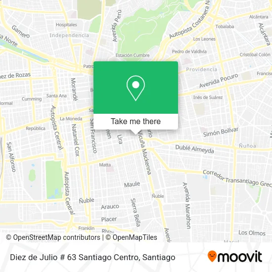 Diez de Julio # 63 Santiago Centro map