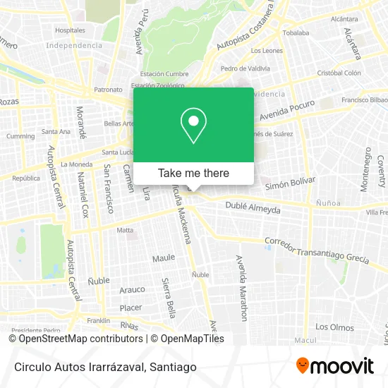 Mapa de Circulo Autos Irarrázaval