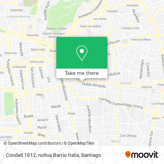 Mapa de Condell 1612, nuñoa Barrio Italia
