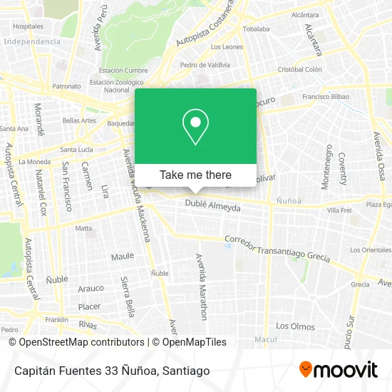 Capitán Fuentes 33 Ñuñoa map