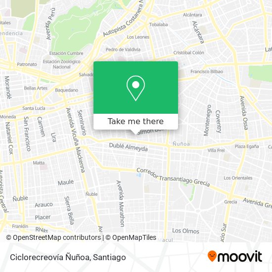 Ciclorecreovía Ñuñoa map